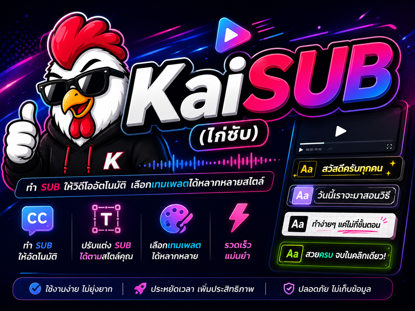 KaiSUB : ใส่ซับอัตโนมัติ